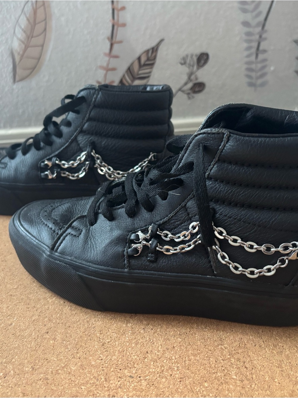 Vans Black High-Top Sneakers with Silver Chain Accents